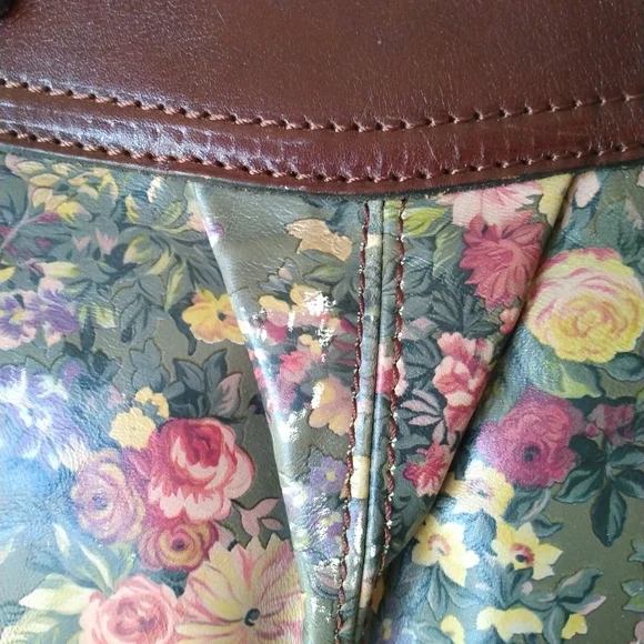 PATRICIA NASH ENGLISH COUNTRY FLORAL LEATHER SATCHEL GUC - Picture 13 of 16